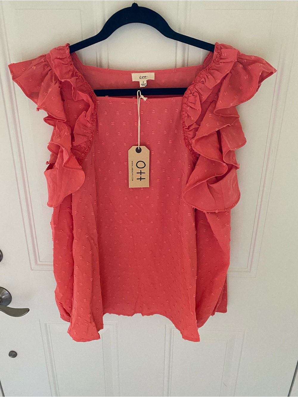 Ott Coral Ruffled Sleeve Blouse